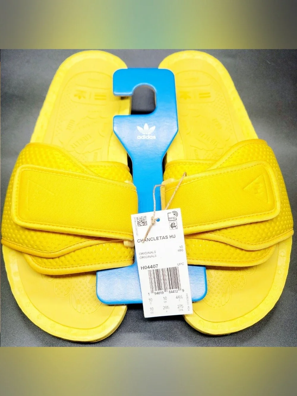 Adidas Boost x Pharrel HU Chancletas Slides Sz 10 Men Lot Of 2 NIB Pink/Yellow